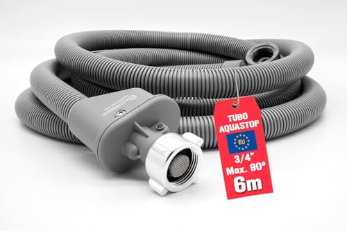 ELECTROHOGAR Tubo Aquastop Lavatrice e Lavastoviglie 6 M | Tubo Carico Acqua di Sicurezza con Arresto Automatico | Connessione 3/4, Alta Pressione | Prevenzione Inondazioni, Installazione Facile