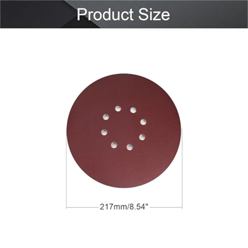 Confezione da 10 dischi abrasivi for cartongesso da 9 pollici 225 mm con gancio e anello, 8 fori in ossido di alluminio(120)