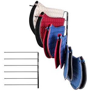 Saddle Pad Rack-Horse Blanket Holder,Extra-Long Rack Arms for Various Accessories,Heavy Duty 180 Degree Swing-Out Wall Mount,Six (6) Well-Spaced,Storage Rack Stand Wall Mount