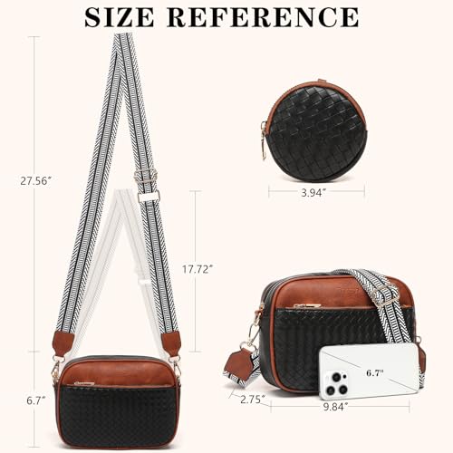 Image of Crossbody Bags for Women Vegan Leather Small Purses with Detachable Coin Pouch Adjustable Guitar Wide Strap