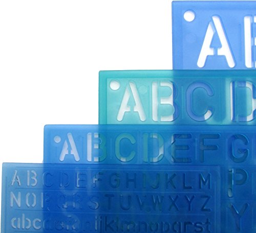 Set of 2 Artistic Drafting Templates and 4 ABC Lettering Stencil Plate