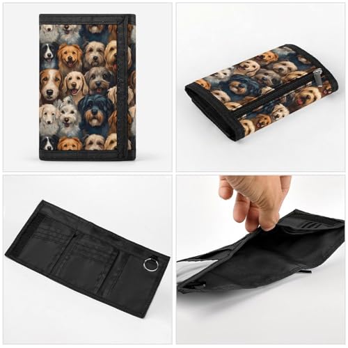 Cute Dog Face Print Wallet for Men, 8 Credit Card Holder Slim Minimalist Front Pocket Small Mens Bifold Wallets4