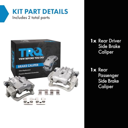 Image of TRQ Rear Driver and Passenger Side Brake Caliper Set 2 Piece Caliper Brackets Hardware for 2012-2019 Subaru Impreza Forester XV Crosstrek