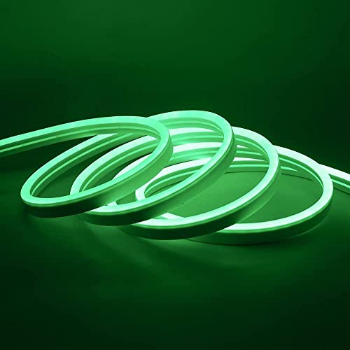 Image of Gesto 16.4 Feet Neon Lights with 12V Adaptor - Wall Decor Led Strips Lights for Decoration,Cuttable Flexible Decorative Lights for Customized Name |Waterproof Rope Light for Indoor,Outdoor(Green)