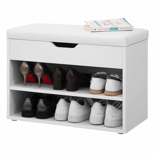 Banc de rangement avec assise pour chaussures meuble d'entrée à compartiment - 2