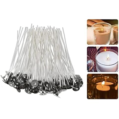 ebuyerfix 100pcs Wicks for Soy Wax Candle Making, Coated with Natural Soy Wax, Low Smoke, Cotton Threads 2Pcs Candle Wicks Holders, Create Scented Candle with Soy Wax, DIY Art Craft Tools Cover