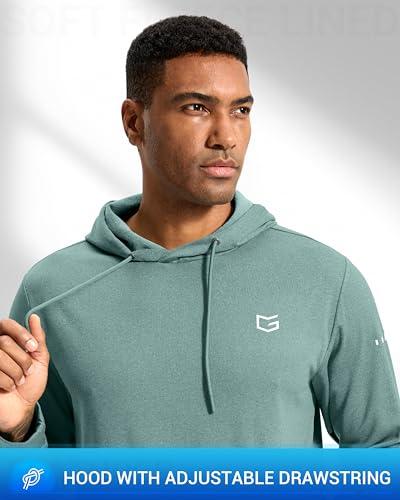 G Gradual Men's Fleece Hoodie Long Sleeve Athletic Workout Shirts(Beryl Green Heather,S) - image 5