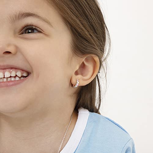 925 Sterling Silver Shining Cubic Zirconia Heart Huggie Hoop Earrings for Toddlers & Little Girls - Beautiful Heart Themed Jewelry Gift - Fashionable Earrings3