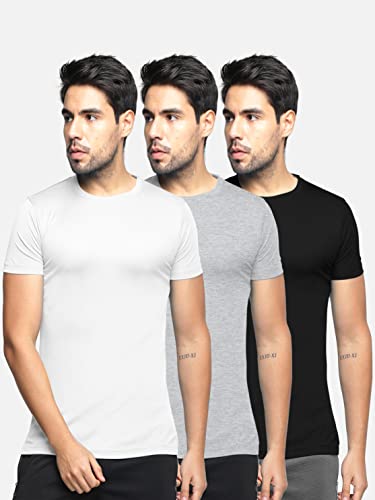 Image of BULLMER Solid Cotton Blended Half Sleeve Round Neck Tshirt for Men