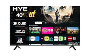 HYE 40 Inch QLED Smart TV – Full HD 2K LED Flat Screen Television, Slim Bluetooth Smart Television with Tizen OS, Voice Control, WiFi, 3 HDMI, 2 USB, Gaming Hub – Black - 40QLEDS1008