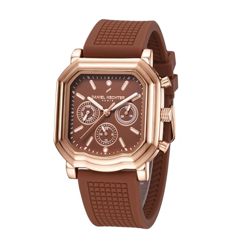 Image of Daniel Hechter Paris Moulin Collection Analog Watch for Men with Square Case, Luminous Hands & Markers, Multifunction Dial and Silicone Strap