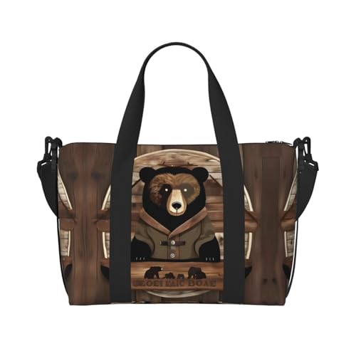 Phayah Rustic Bear Crossbody Travel Bag Overnighter Duffel Bags Carry On Size Ideal For School Or Overnight Travel Bag