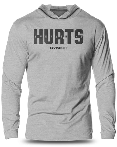 Gymish Lifestyle Everything Hurts Hooded Long Sleeves Workout Lightweight Funny Gym Men's Shirt