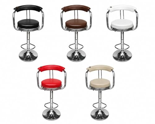Image of Kemon Modern Adjustable Swivel Bar Stool Chair with Backrest, PU Leather Hydraulic Counter Stool with Footrest for Kitchen Island, Cafe & Home Bar (1, Blue, Round Barrel Stool)