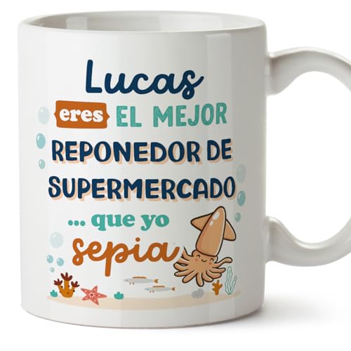 MUGFFINS Tazas Personalizadas para REPONEDOR DE SUPERMERCADO hombre - En Español - Mejor que yo Sepia - 11 oz / 330 ml - Regalo Personalizable original y divertido