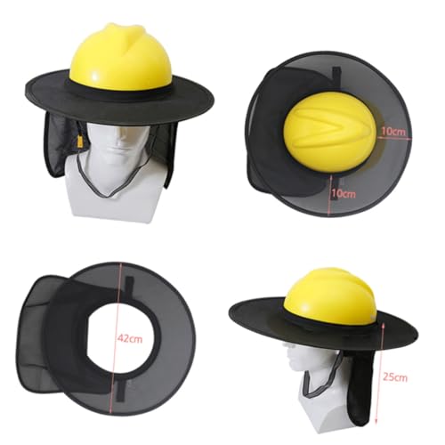 ETHZZLE 工事現場用遮陽フルブリムサンシェード日除けハット メンズ レディース用通気性ネットプロテクター ブラック 帽子なし