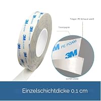 Dpm tapes - Doppelseitiges Klebeband 3M 1600T für den Innen- und Außenbereich, wasserdicht, für schwere Gegenstände, PE-Schaum, Befestigung von Gegenständen, Bildern (9 mm x 3 m) – Ansicht 2