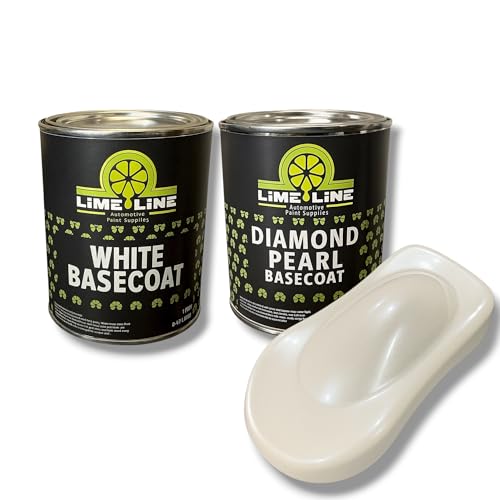 Lime Line Diamond Pearl White Tri-Stage Automotive Paint Kit - White Base Coat + Diamond Pearl Layer – Custom Finish For Cars, Trucks &Amp; Motorcycles Professional-Grade, Requires 2K Clearcoat Topcoat (2 Pints Kit)