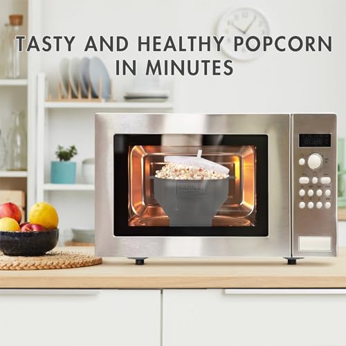 Image of The Original Korcci Microwaveable Silicone Popcorn Popper, Microwave Popcorn Popper, Collapsible Microwave Popcorn Maker Bowl, No Oil Needed, Use In Microwave, Dishwasher Safe (Grey)