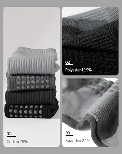 Yawlsow 4 Pair Pilates Grip Socks for Men Non Slip Grippy Socks Yoga Non Skid Sticky Sock for Hospital House Elderly3