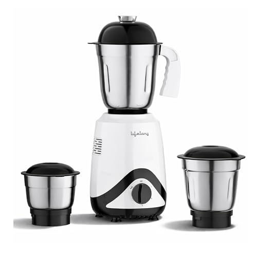 Image of Lifelong Power Pro VX 500W Mixer Grinder | 3 Versatile Stainless Steel Jars (1.5L, 0.85L, 0.4L) | SS Blades, 3 Speed Settings with Pulse | Mixie Blender for Smoothies, Fruit Juice & Purees (Black)