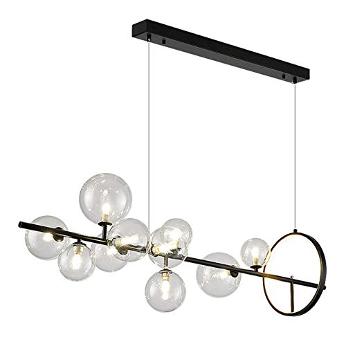 Lustre moderne noir en verre clair 7 lampes G9 pour salon