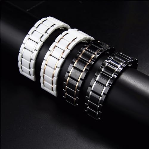 Bracelet de montre en céramique universel avec boucle déployante acier solide - 4