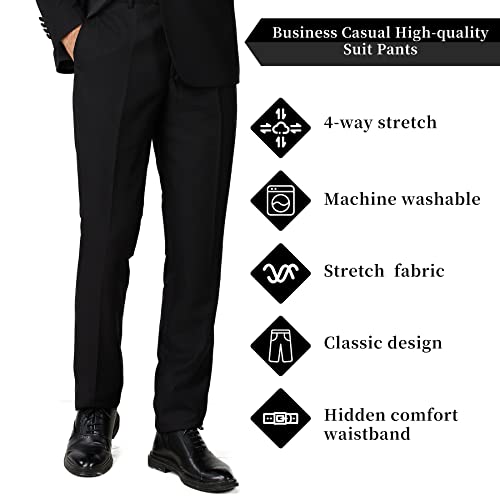 Antonio Uomo Men's Business Suit Pants Dress Pants Slim Fit Stretch Pants (As1, Numeric, Numeric_36, Regular, Regular, Black) #TOP3