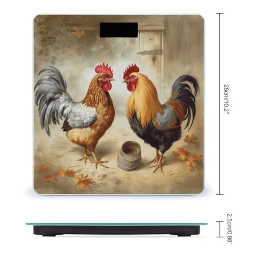 Báscula digital de baño con diseño de gallina y gallo miniatura 2