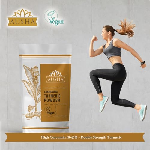 Ausha Lakadong Turmeric Root Powder 500g - 8-9% Curcumin - 1* GREAT TASTE AWARD 2025 - Joint pain relief - Use in Cooking, Turmeric Latte Powder, Tea - GREAT TASTE PRODUCER