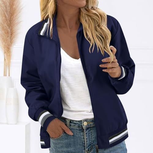 Kubbon Womens Casual Bomber Jackets Lightweight Zip Up Baseball Jacket Coats Casual Long Sleeve Windbreaker Trendy Streetwear2