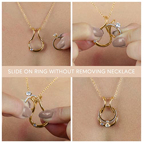 Original Patented s925 Gold Ring Holder Necklace - Sterling Silver - Wedding Ring Holder Necklace Gift for Her2
