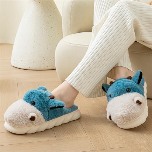 YILANLAN Animal Slippers For Women Man Cute Cow Slippers Adult Cozy Fuzzy Warm Winter House Slippers2