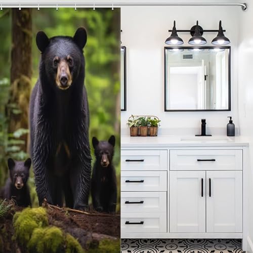 Rideau de douche ours imperméable en polyester 92x183 cm - 5