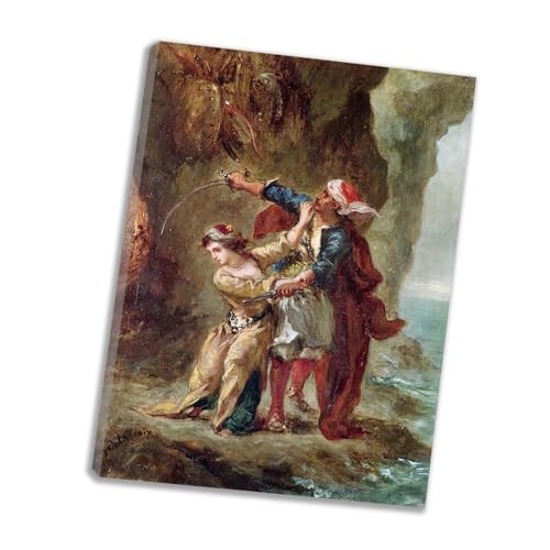 Toile murale Eugène Delacroix vintage de 25x32 cm sous cadre pour salon