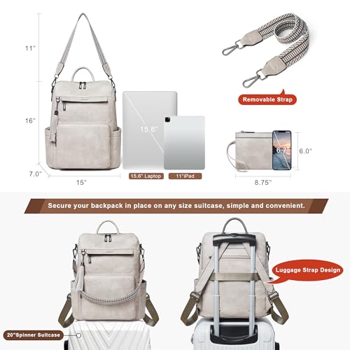 Image of Shrrie Vegan Leather Laptop Backpack for Women 15.6 inch Work Backpack Fashion Travel Backpack Purse for Travel College Work