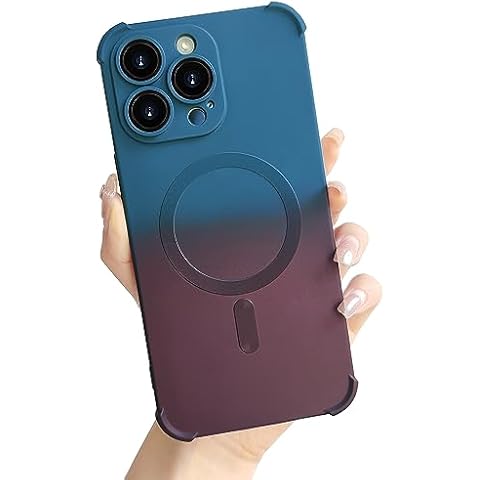 VooDirop Magnetic iPhone 14 Pro Max Case 6.7'' [Compatible with MagSafe] Cute Girly Gradient Phone Case for Girls Women Soft TPU Shockproof Bumper with Camera Lens Protector Case, Blue Red Cover