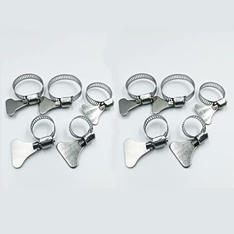 YiYFiT Jubilee Clips,10Pcs Hose Clips with Thumbscrew Adjustable 304 Stainless Steel Hose Clamps Butterfly Type Metal Worm Drive Pipes Connection Fittings for Home Gas Pipe,Plumbing of Car Locomotive Cover