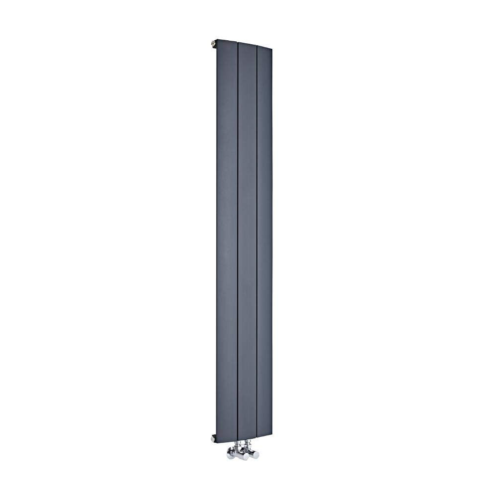 Milano Anthracite Skye Vertical Single Flat Panel Aluminium Radiator - 1600Mm X 280Mm