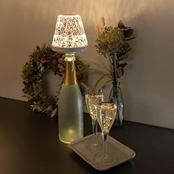 Lamparas De Mesa Con Botellas De Cristal REV Lámpara de mesa LED con batería de cristal de Lamparrusco – Lámpara de mesa inalámbrica 130 lm 1,6 W 2500 mAh – Luz de botella regulable en blanco cálido y IP54 resistente a salpicaduras – Lámpara