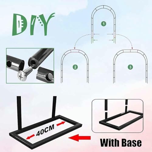Arc en métal extérieur blanc de 1,4x2,3m avec base stable