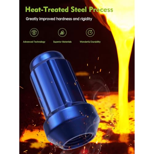 Image of AUTOPTIM M12x1.5 Spline Lug Nuts - 20Pcs Blue Closed End Nuts with Socket