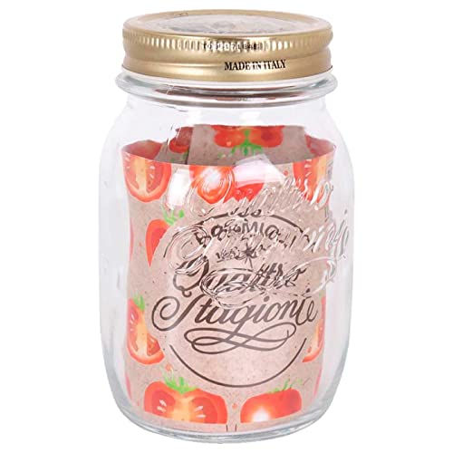 Tradineur - Bote multiusos transparente con rosca metálica - Fabricado en vidrio - Capacidad 500 ml - Almacenamiento de objetos y alimentos - Ø 13,5 x 9 cm