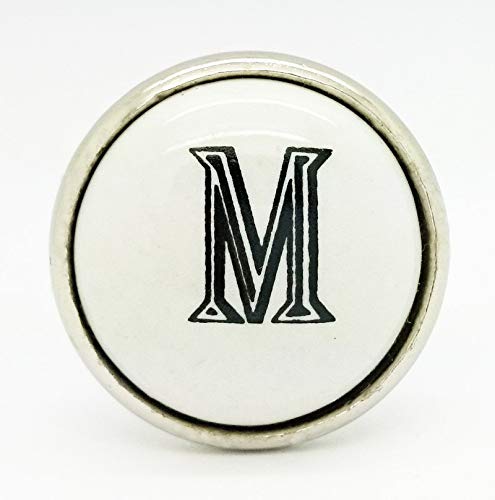 G Decor Letter White Monograms Ceramic Door Knobs (M)