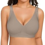 UMIPUBO Sujetador sin Aros Mujer Sujetadores Push Up sin Costuras con Relleno Básicos Bralette Cuello en V Sexy Suave Comodos Sostenes Cobertura Completa Tipo Dormir Diario Bra (Gris, XL)