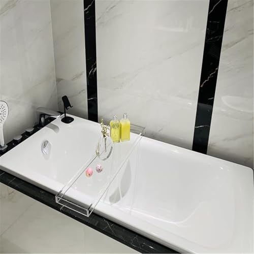 Bandeja transparente para bañera, estante ancho de acrílico para libros, bebidas, teléfono, organizador flotante impermeable para relajación en el baño y tiempo de spa