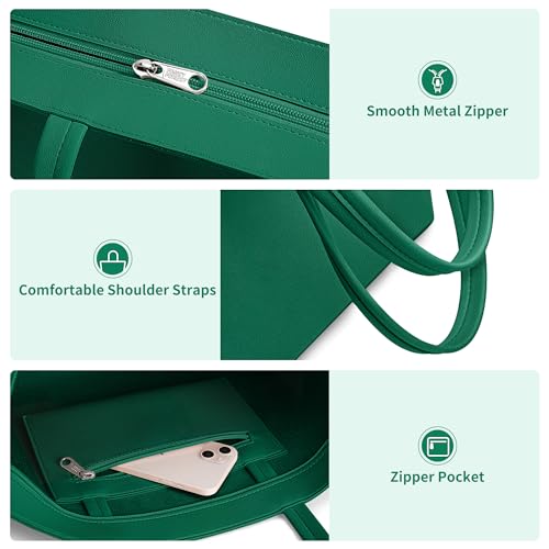 Image of KALIDI Tote Bag Zipper Shoulder Bag Faux Leather Purses Satchel for Women Casual Handbag Work Dating College