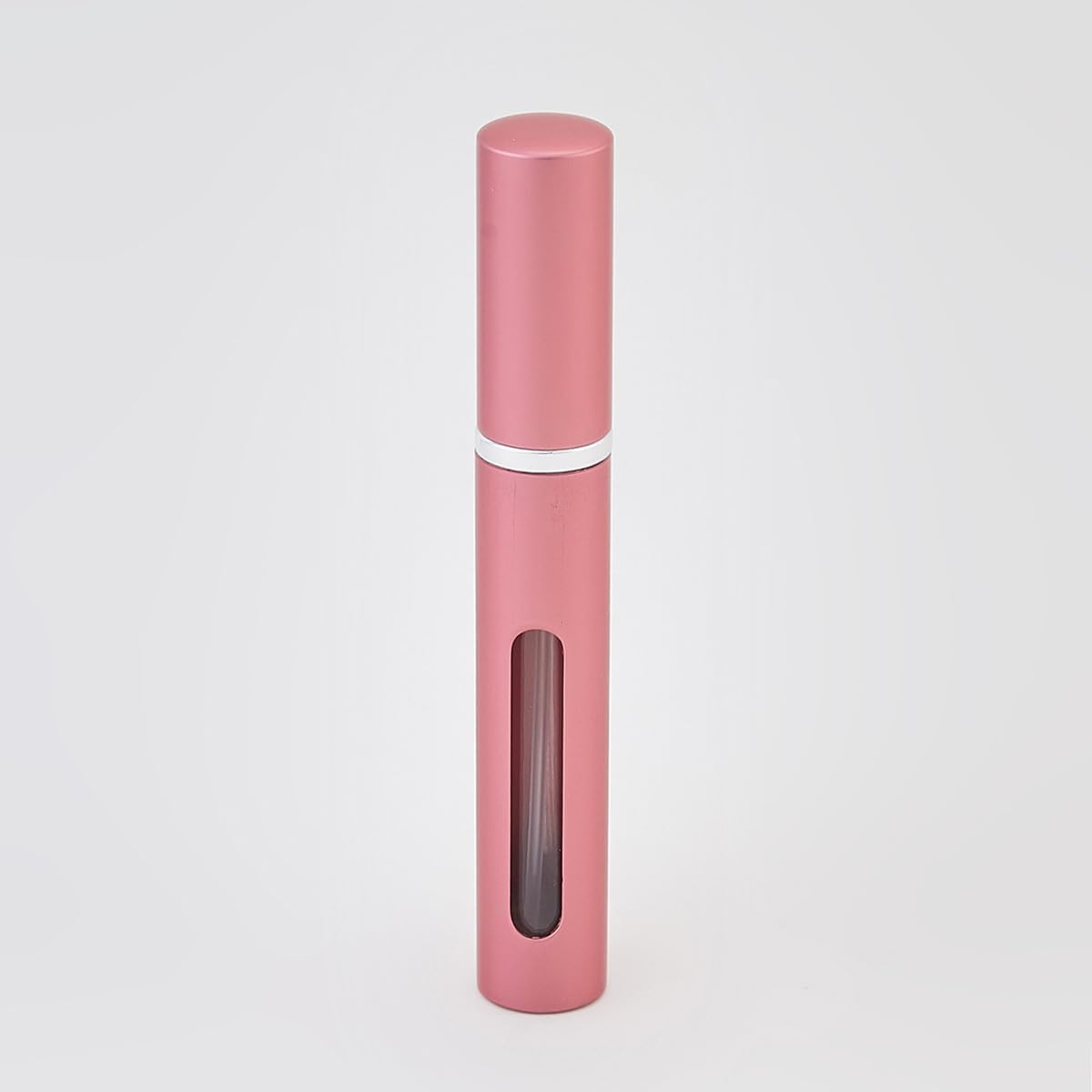 1PC Refillable Perfume Atomizer Spray, Ultra-Fine Mist, 5ml Metal Case With Window, Portable for Travel, Pocket, Daily Touch-Up, pink