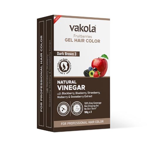 Image of Dark Brown 20 Minutes Gel Hair Color, Fruitberries Extracted - 100% Grey Coverage, No Skin Stain- 100ML Developer and 100ML Colorant, Pack of 1