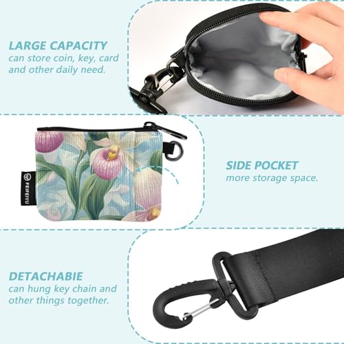 Beauty Spring Flowers New Hampshire Pink Lady's Slipper_76522_4 Dual Coin Purse Credit Card Holder Wallet Slim Detachable Identity Card Protector with Wristlet Strap for Woman 2 Packs3